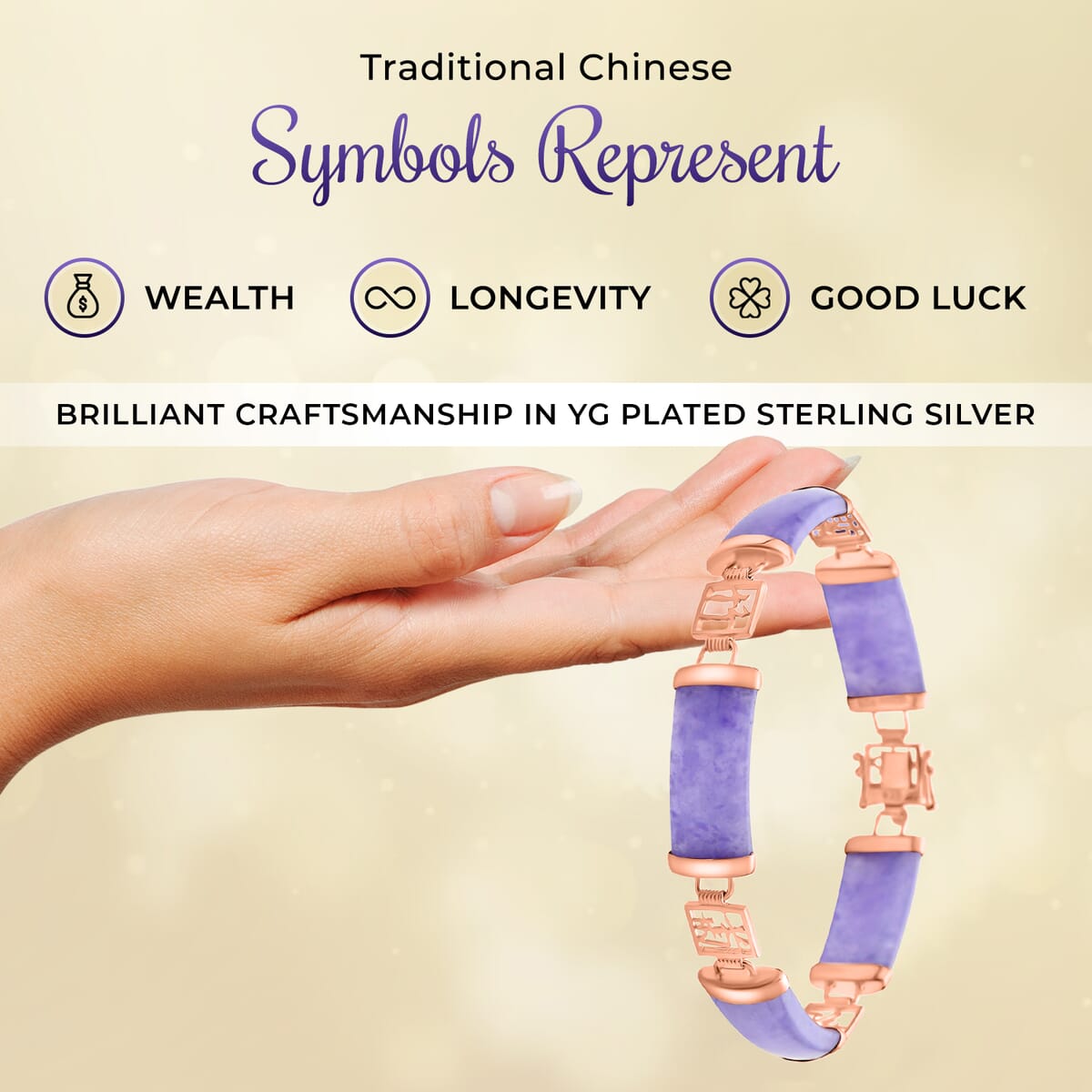 Purple Jade (D) Bracelet in 14K RG Over Sterling Silver, Silver Station Bracelet, Silver Bracelet for Women (6.50 In) 42.50 ctw image number 3