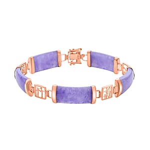 Purple Jade (D) Bracelet in 14K RG Over Sterling Silver, Silver Station Bracelet, Silver Bracelet for Women (7.25 In) 42.50 ctw