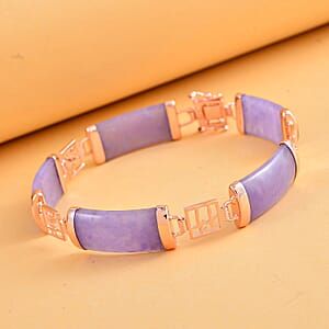 Purple Jade (D) Bracelet in 14K RG Over Sterling Silver, Silver Station Bracelet, Silver Bracelet for Women (7.25 In) 42.50 ctw