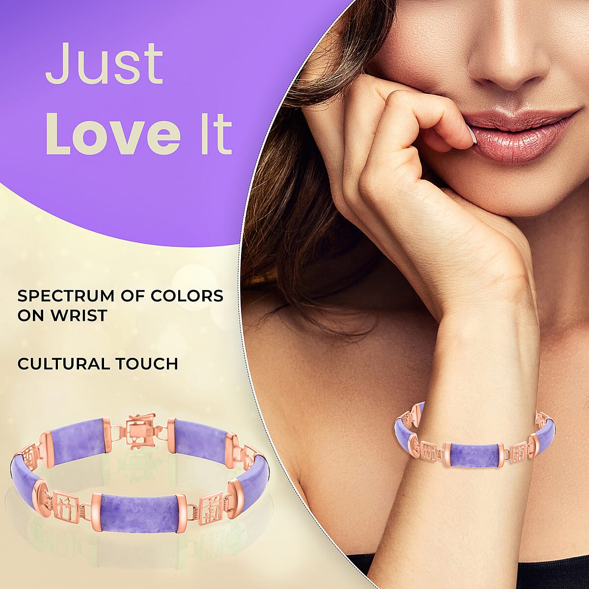 Purple Jade (D) Bracelet in 14K RG Over Sterling Silver, Silver Station Bracelet, Silver Bracelet for Women (7.25 In) 42.50 ctw image number 2