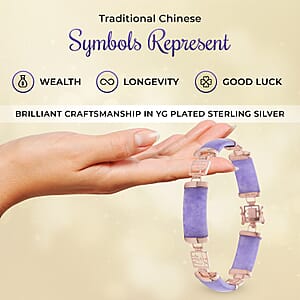 Purple Jade (D) Bracelet in 14K RG Over Sterling Silver, Silver Station Bracelet, Silver Bracelet for Women (7.25 In) 42.50 ctw
