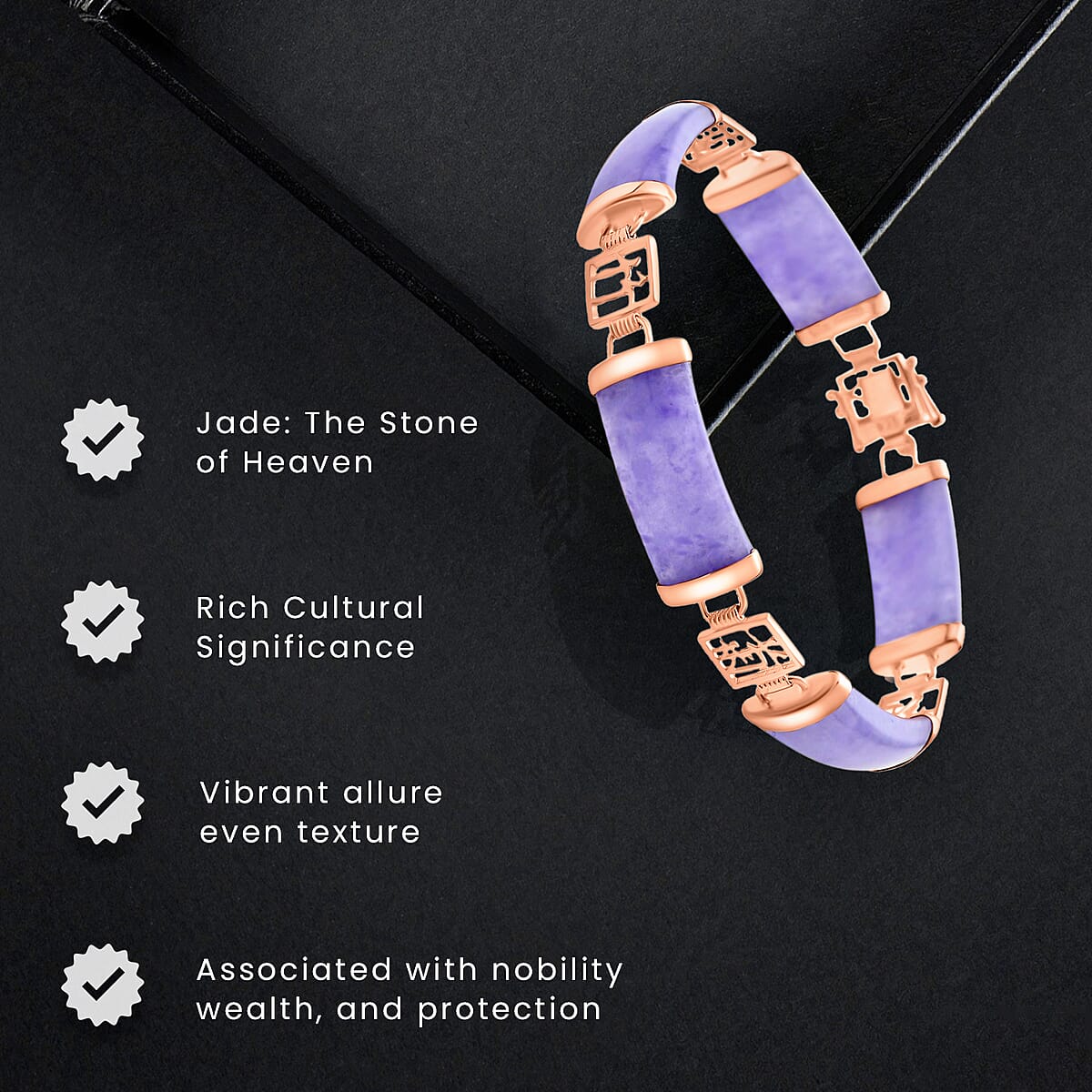 Purple Jade (D) Bracelet in 14K RG Over Sterling Silver, Silver Station Bracelet, Silver Bracelet for Women (7.25 In) 42.50 ctw image number 4