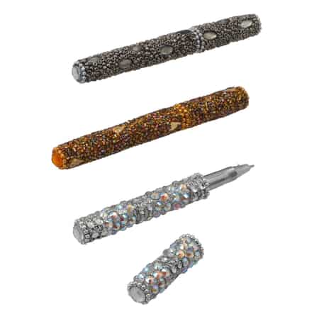 Set of 3 Gray, Silver, Golden Rhinestone Bead Pens image number 0