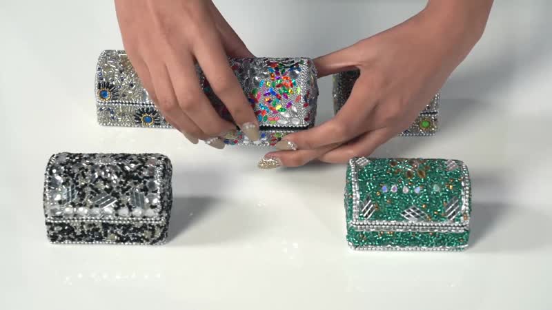 PRIME NIGHT SPECIAL Set of 5 Silver, Multi Color Beaded Mini Chests