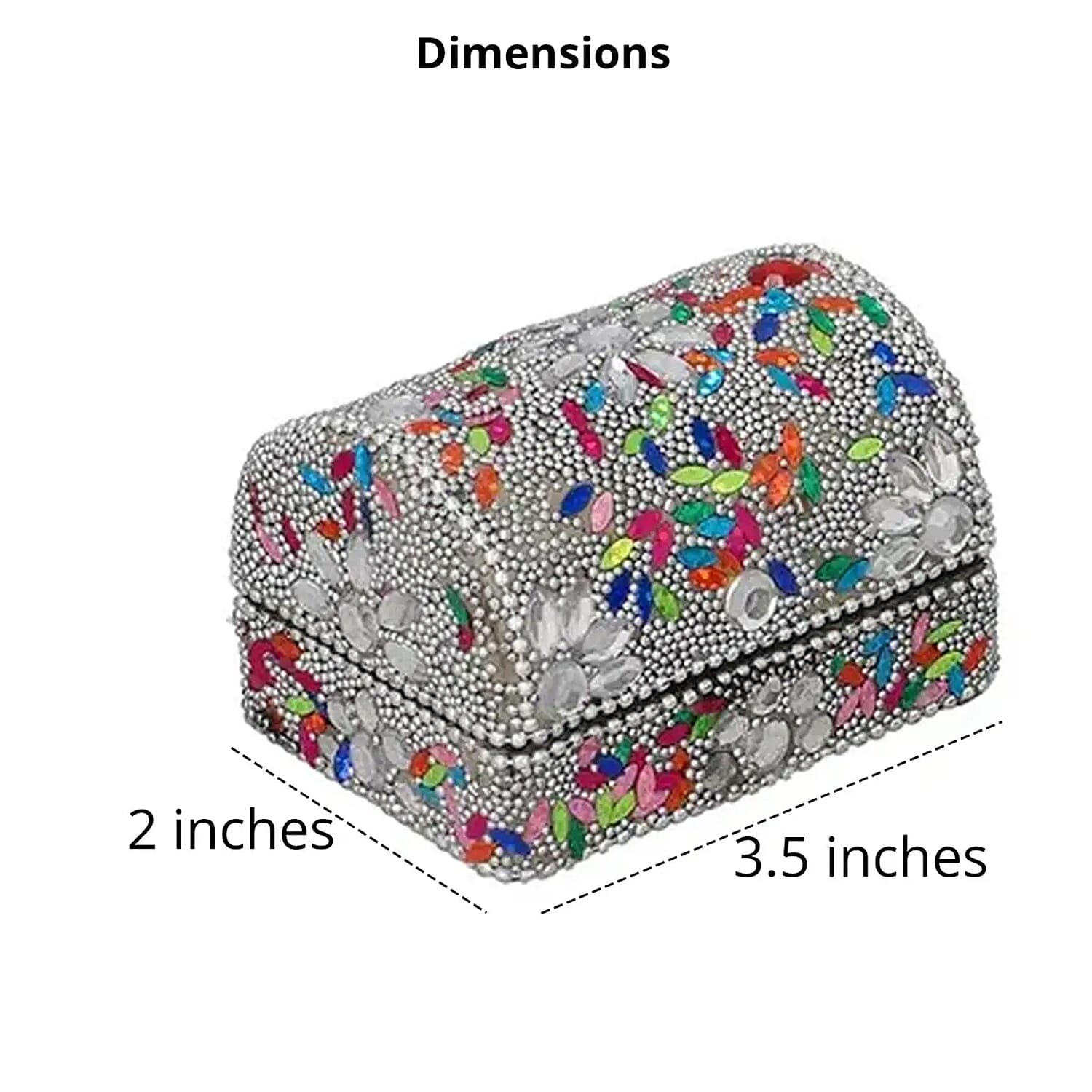 Handcrafted Set of 5 Silver, Multi Color Beaded Mini Chests