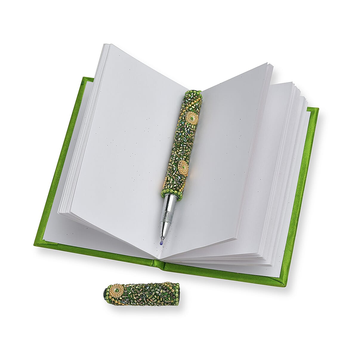 6pc Handcrafted Multi Color Beaded Journals (5x3 in) with Matching Pens image number 4