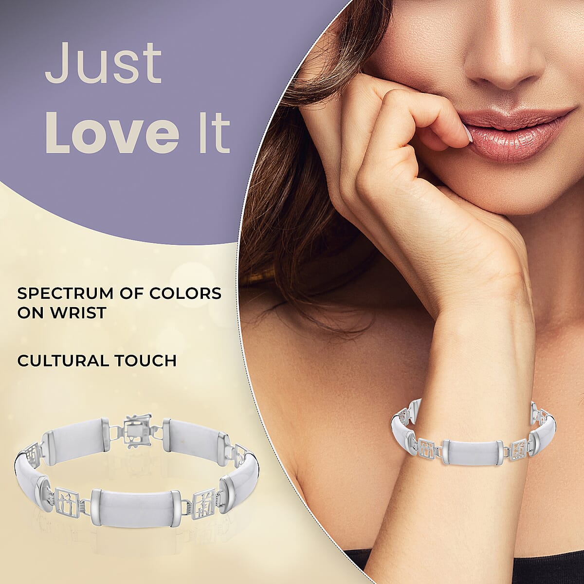 White Jade Station Bracelet in Platinum Over Sterling Silver (6.50 In) 42.50 ctw image number 2