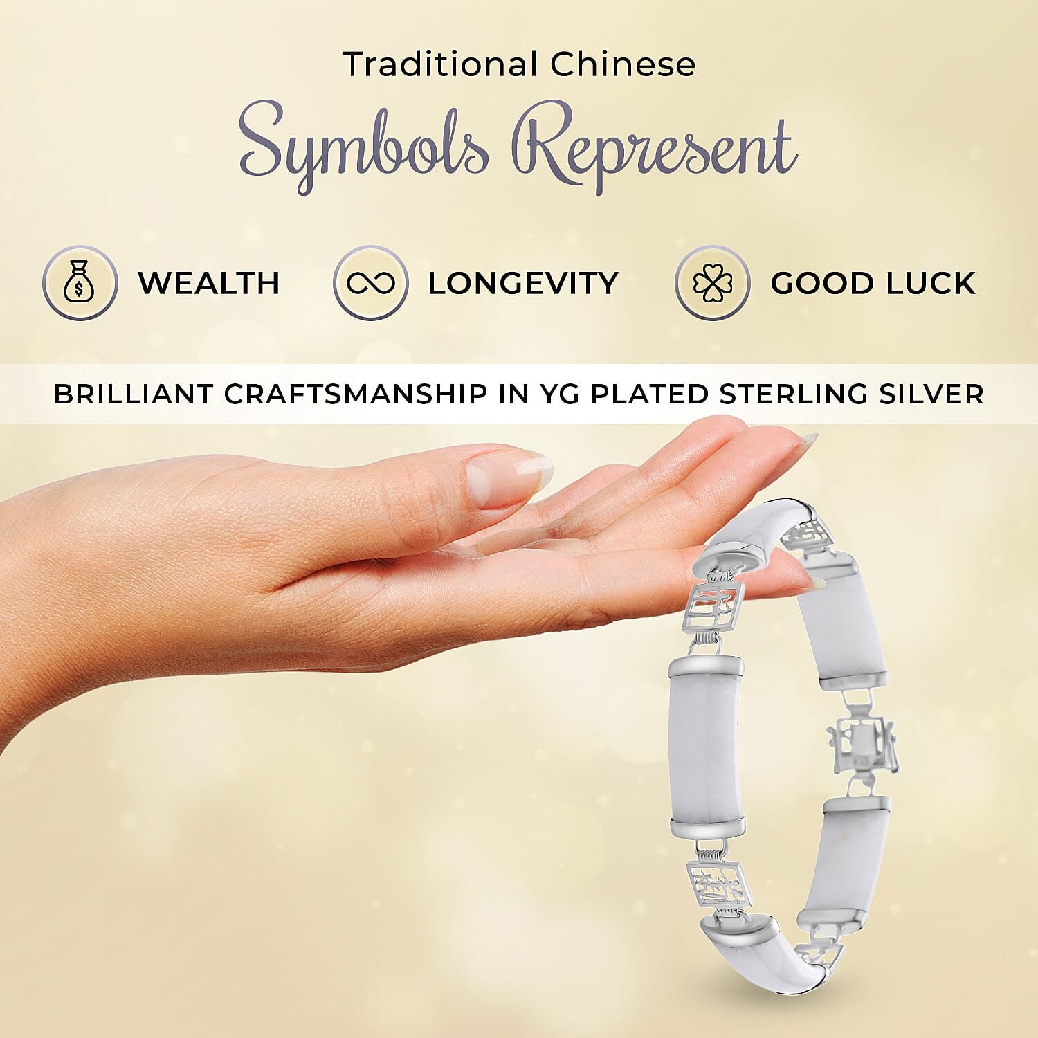 Buy White Jade Station Bracelet in Platinum Over Sterling