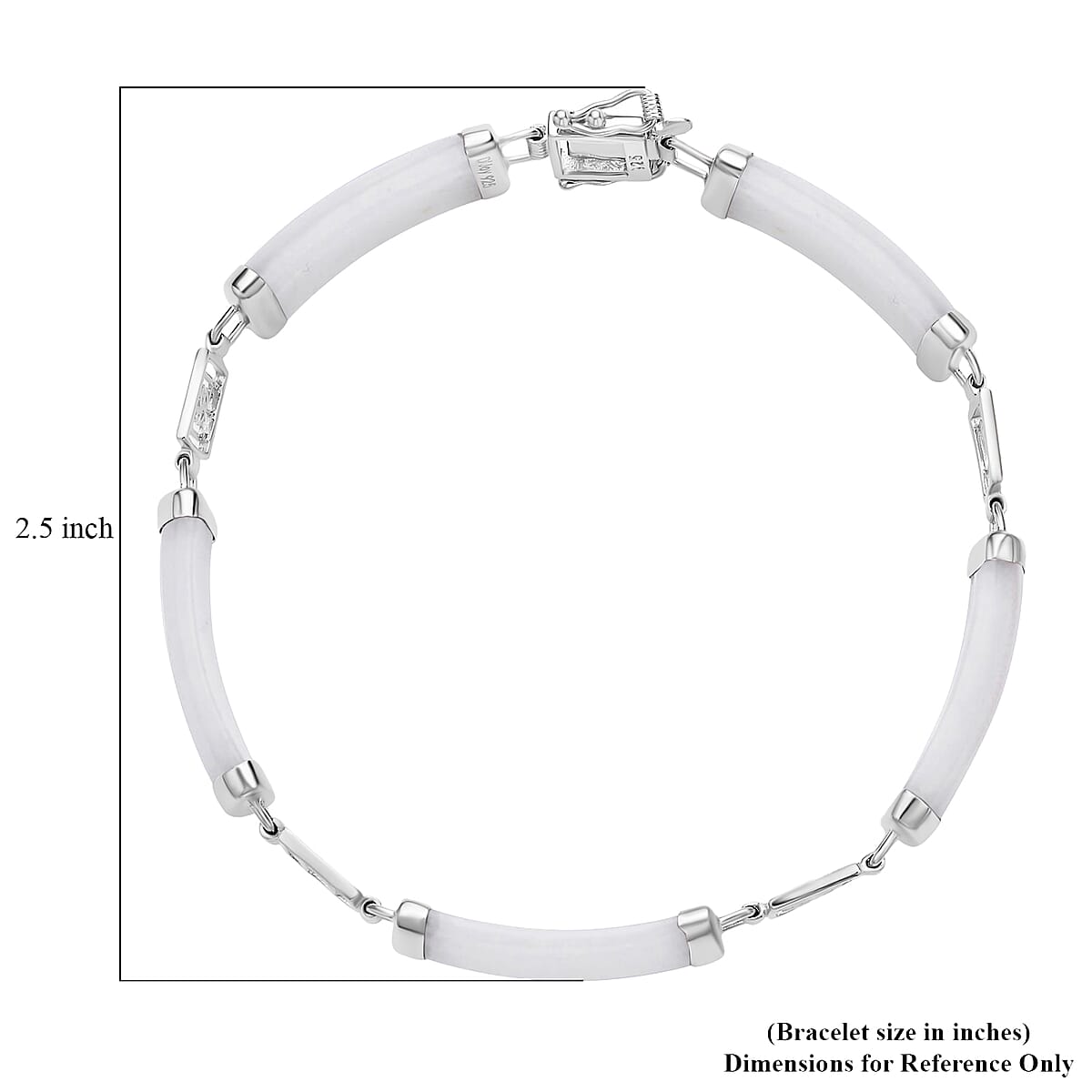White Jade Station Bracelet in Platinum Over Sterling Silver (6.50 In) 42.50 ctw image number 6