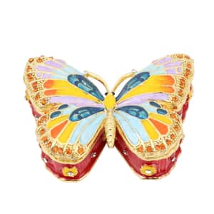 Austrian Crystal, Enameled Butterfly Trinket Box in Dualtone
