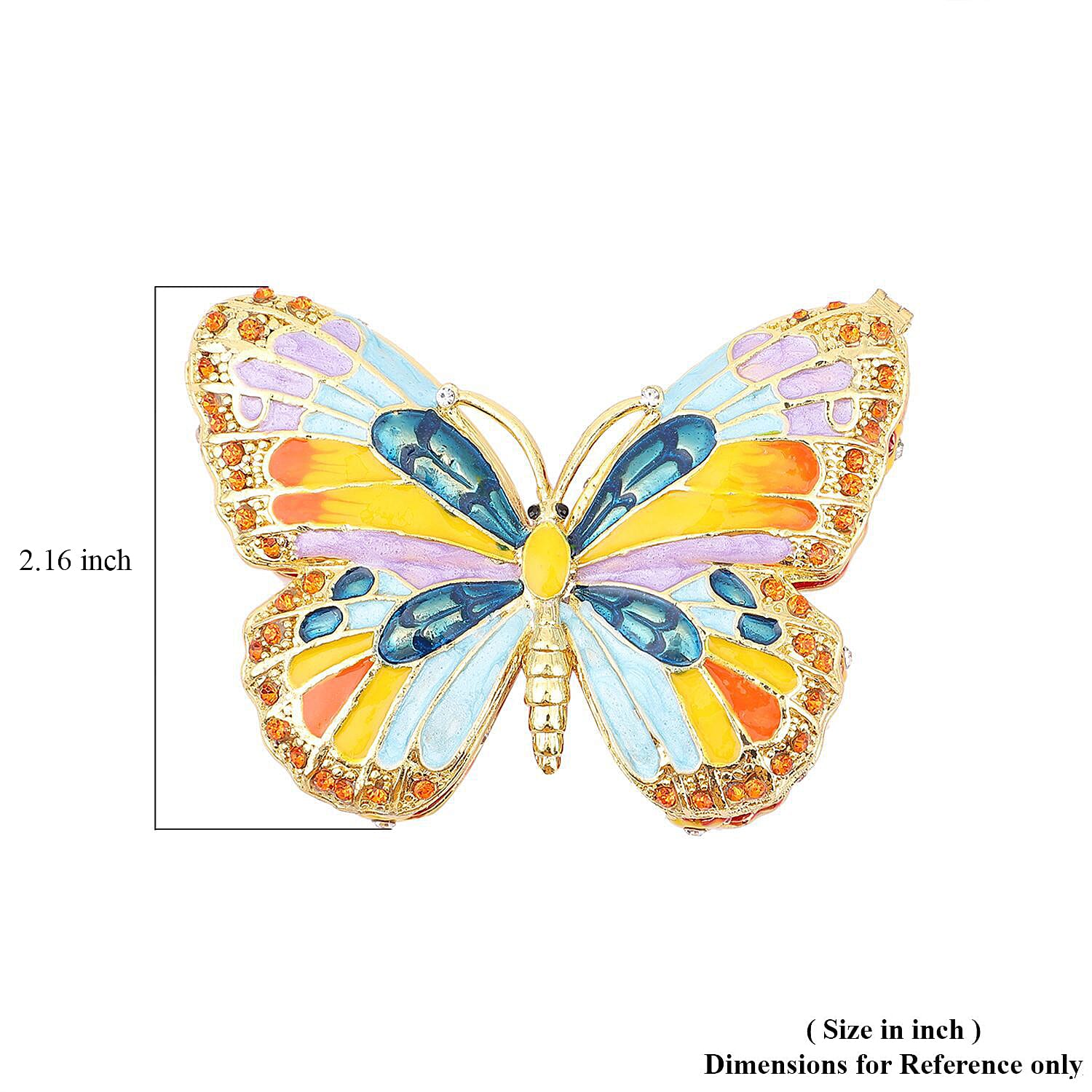 Livmore Austrian Crystal, Enameled Butterfly Trinket Box in Dualtone