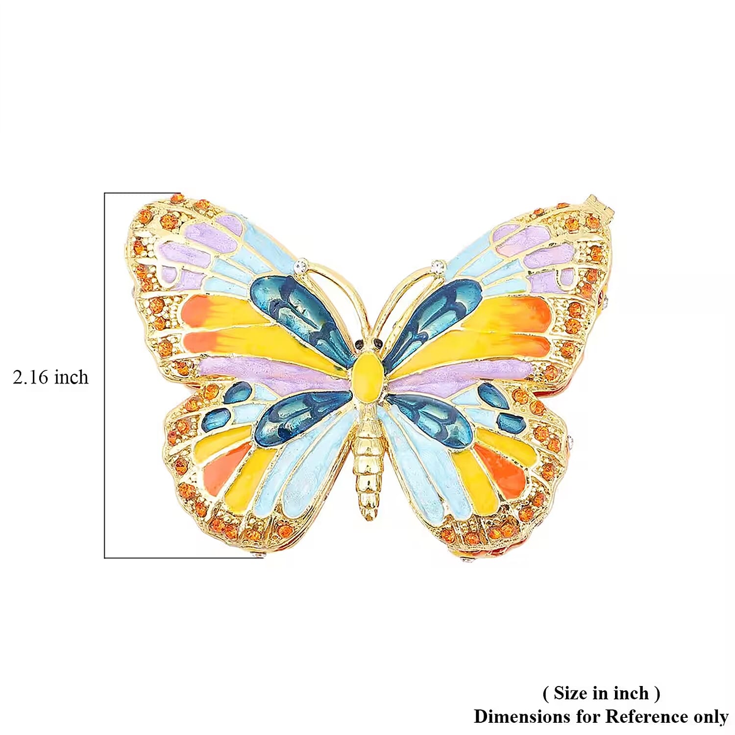 Livmore Austrian Crystal, Enameled Butterfly Trinket Box in Dualtone
