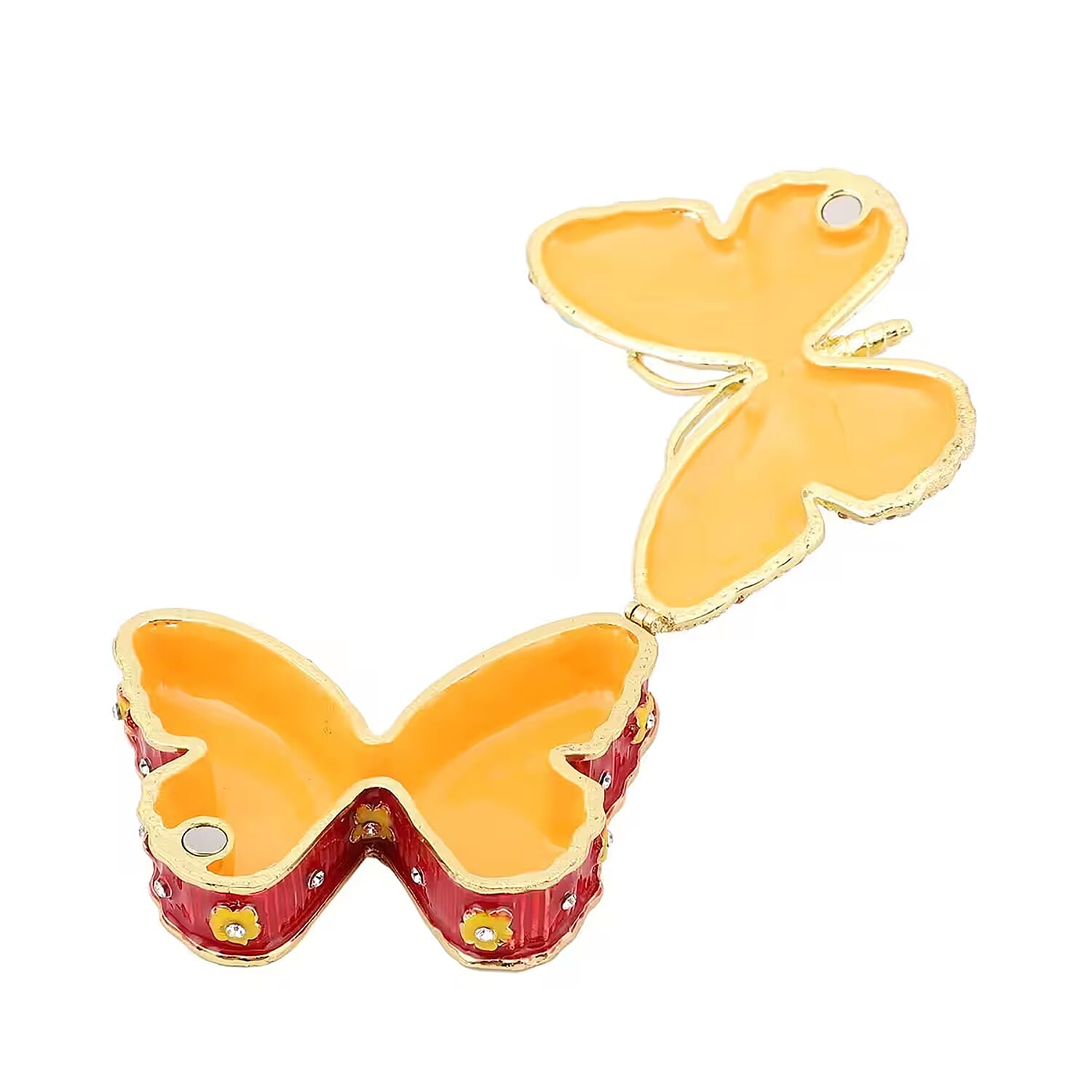 Livmore Austrian Crystal, Enameled Butterfly Trinket Box in Dualtone