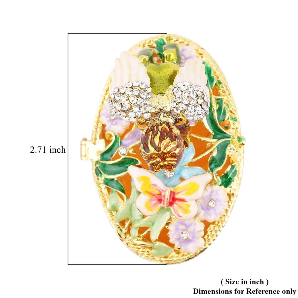 White Austrian Crystal, Enameled Angel Trinket Box in Goldtone | Vintage Trinket Box | Antique | Jewelry Storage | Jewelry Holder | Gift Item image number 5