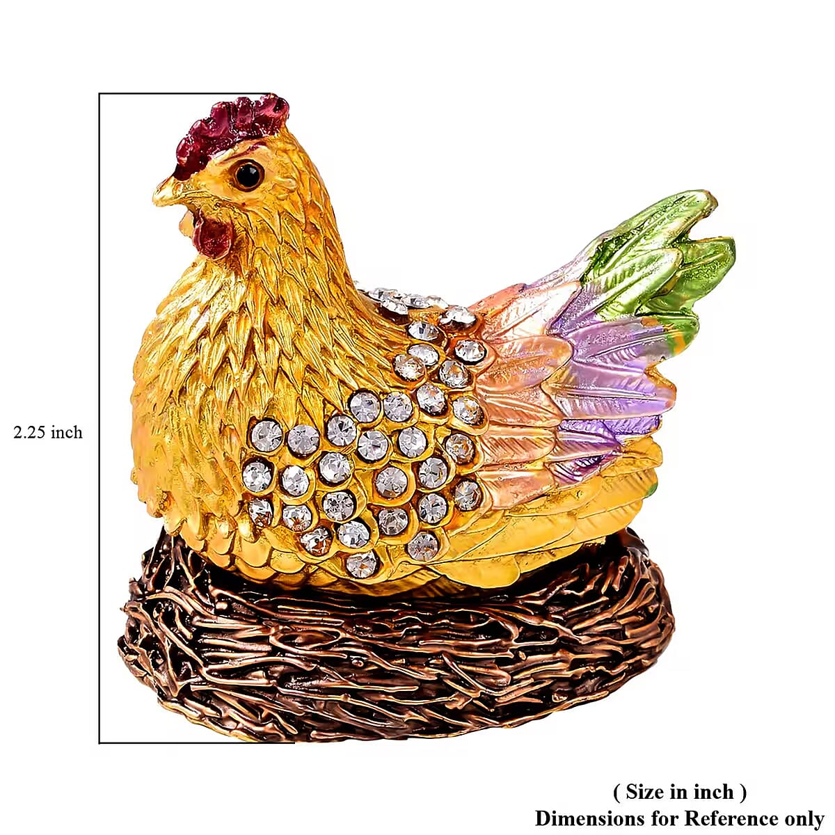 White and Black Austrian Crystal, Enameled Hen Trinket Box in Goldtone image number 5