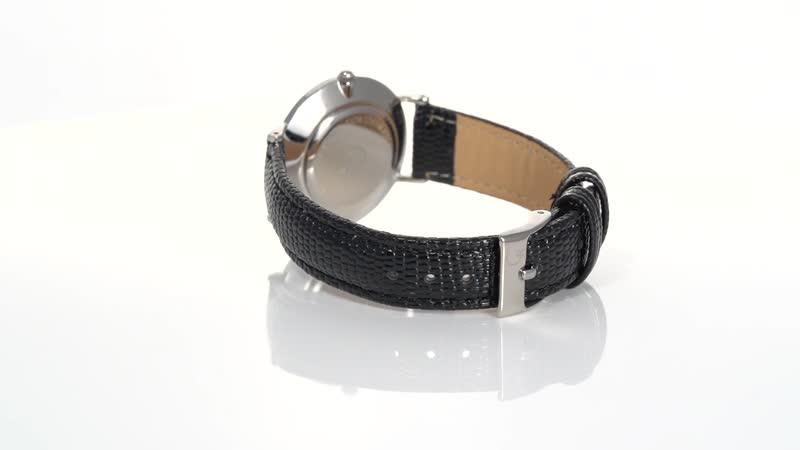 RACHEL GALLEY Diamond Accent Swiss Movement MOP Dial Watch with Black Leather Band (6.50-8.25 Inches) (33mm)