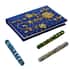 Handcrafted Blue Embroidered Journal and Set of 3 Beaded Pens image number 0