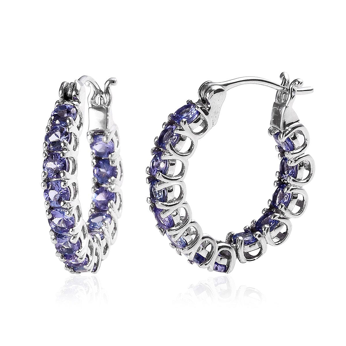 Tanzanite Inside Out Hoop Earrings in Platinum Over Sterling Silver 3.35 ctw