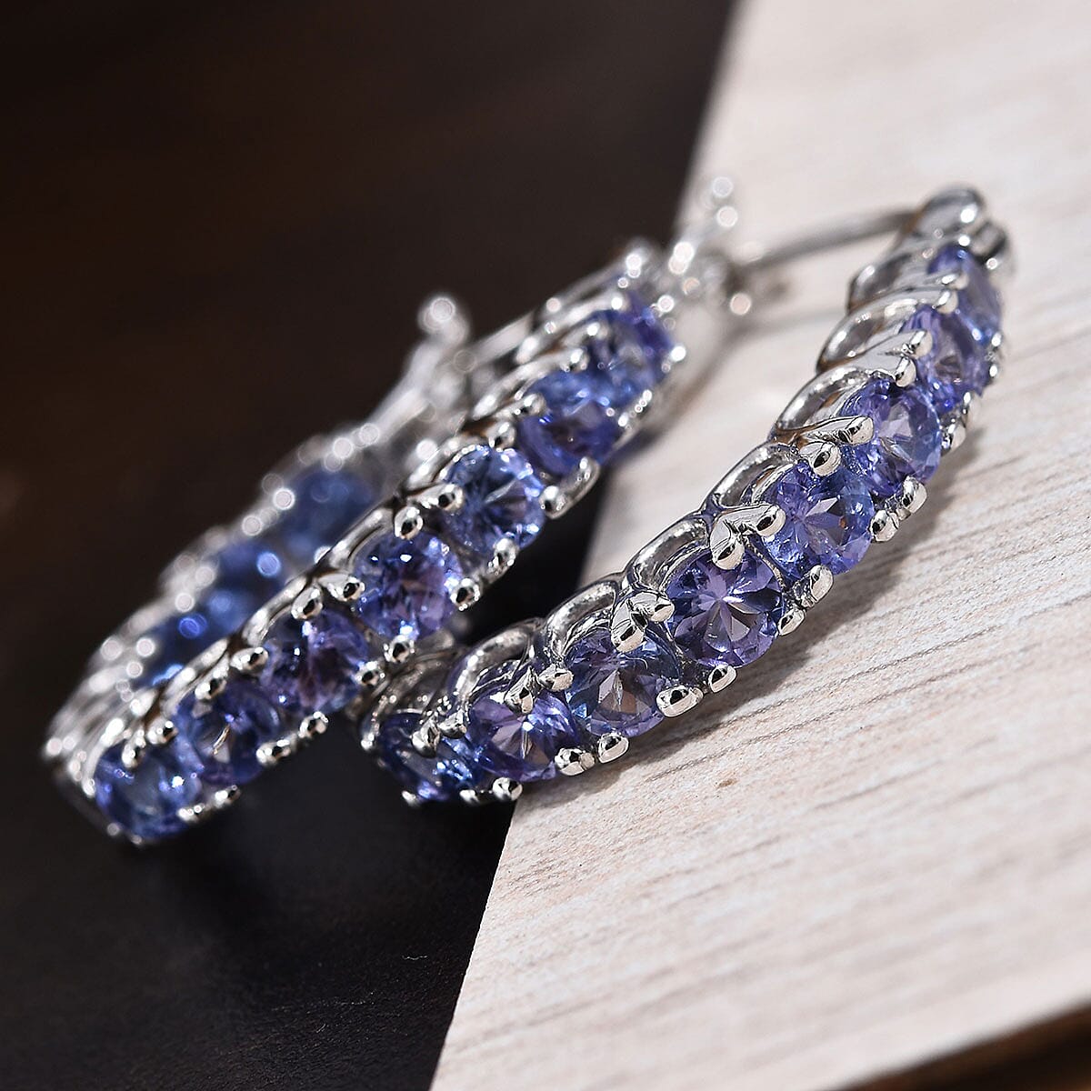 Tanzanite Inside Out Hoop Earrings in Platinum Over Sterling Silver 3.35 ctw