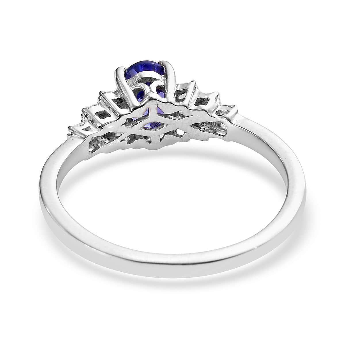 AAA Tanzanite and Diamond Tuxedo Ring in Platinum Over Sterling Silver (Size 7.0) 1.00 ctw image number 4