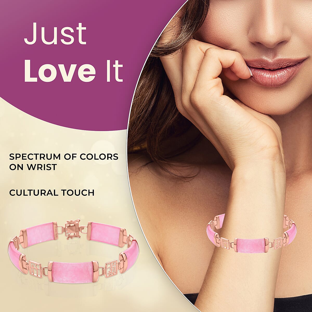 Pink Jade (D) Bracelet in 14K RG Over Sterling Silver, Silver Station Bracelet, Silver Bracelet for Women (7.25 In) 42.50 ctw image number 2