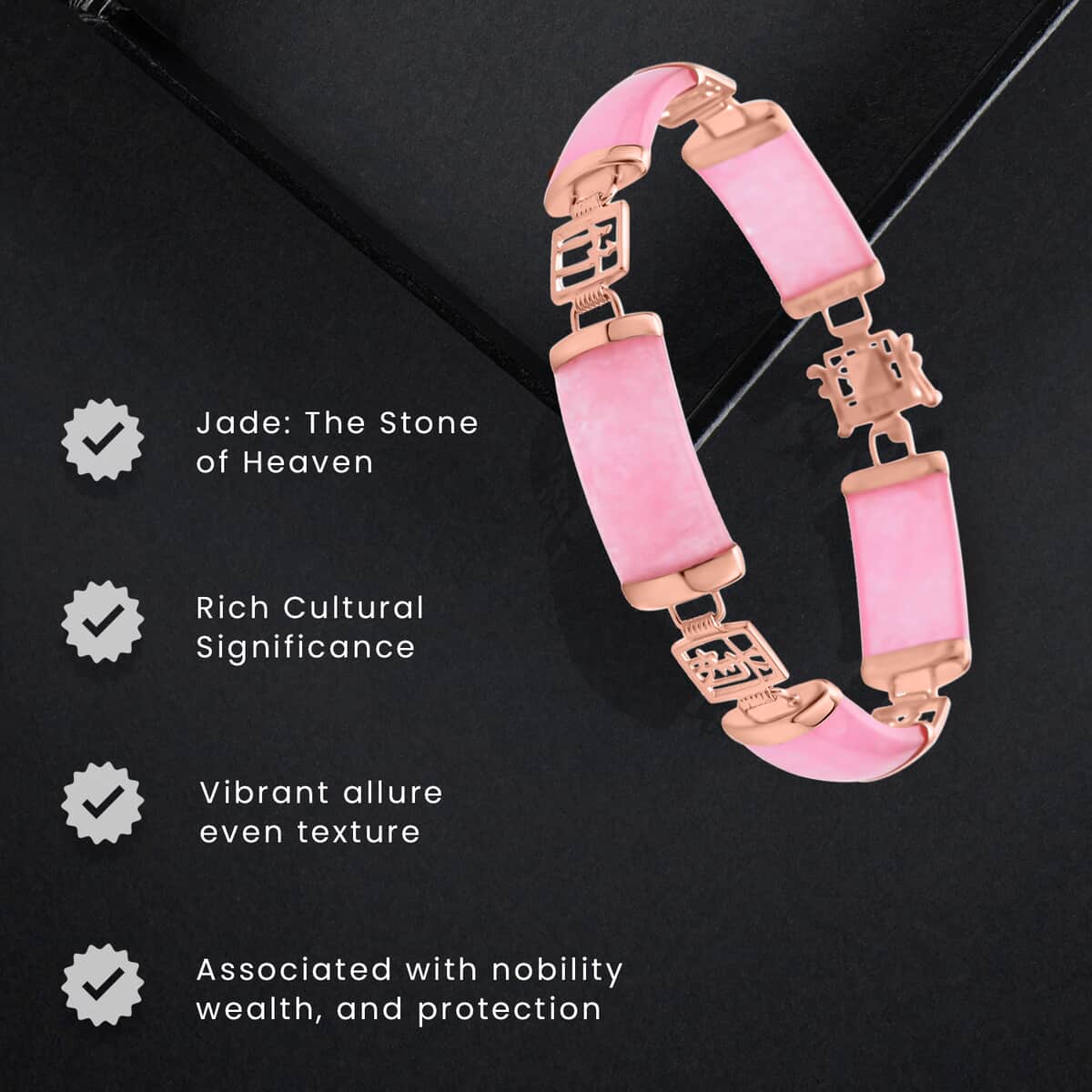 Pink Jade (D) Station Bracelet in 14K RG Over Sterling Silver (6.50 In) 42.50 ctw image number 4
