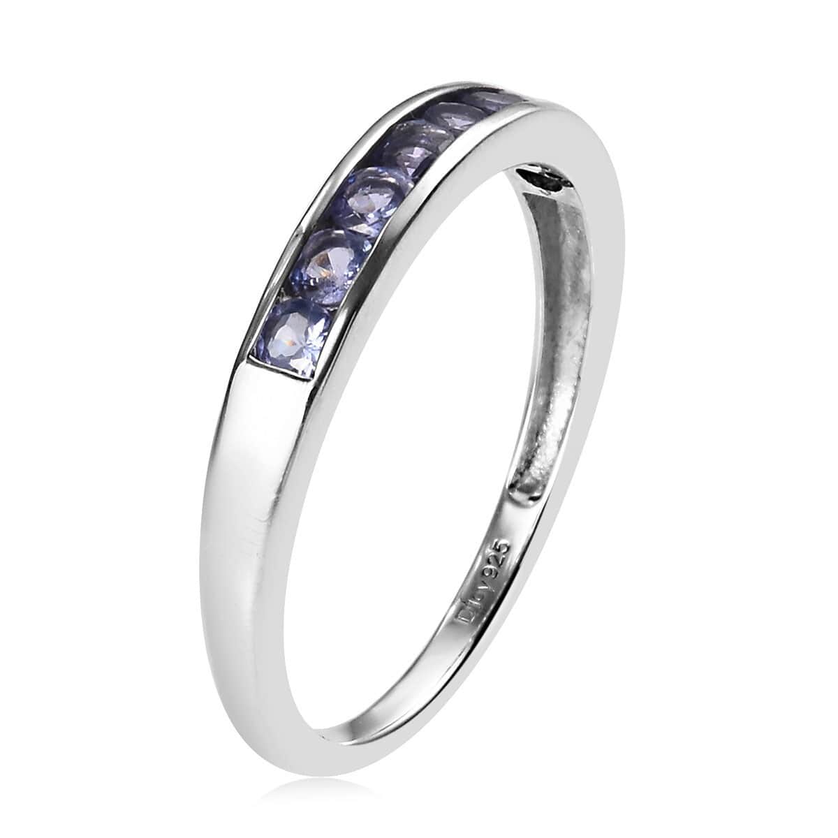 Tanzanite Channel Band Ring in Platinum Over Sterling Silver (Size 10.0) 0.75 ctw image number 3
