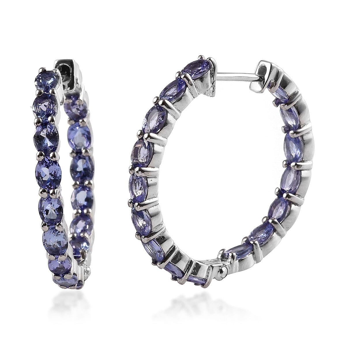 Tanzanite Inside Out Hoop Earrings in Platinum Over Sterling Silver 5.40 ctw