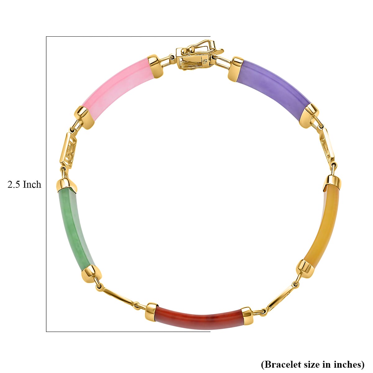Multi Color Jade (D) Bracelet in 14K YG Over Sterling Silver, Silver Station Bracelet, Silver Bracelet for Women (7.25 In) 42.50 ctw image number 5