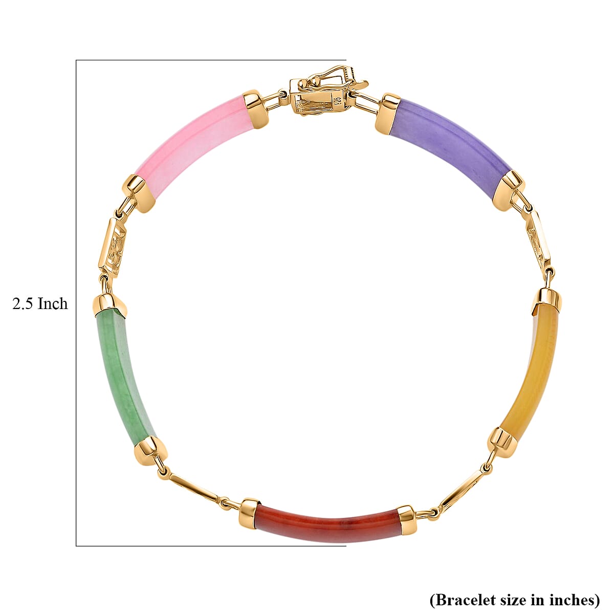 Multi Color Jade (D) Bracelet in 14K YG Over Sterling Silver, Silver Station Bracelet, Silver Bracelet for Women (7.25 In) 42.50 ctw image number 6