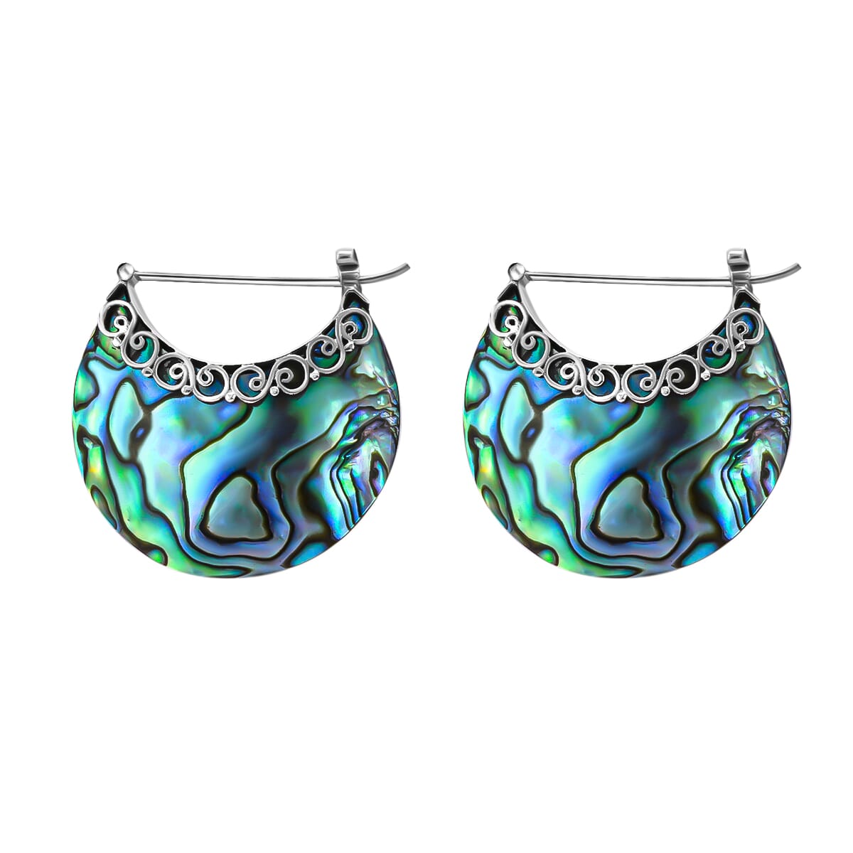 Abalone Shell Crescent Moon Earrings in Sterling Silver image number 0