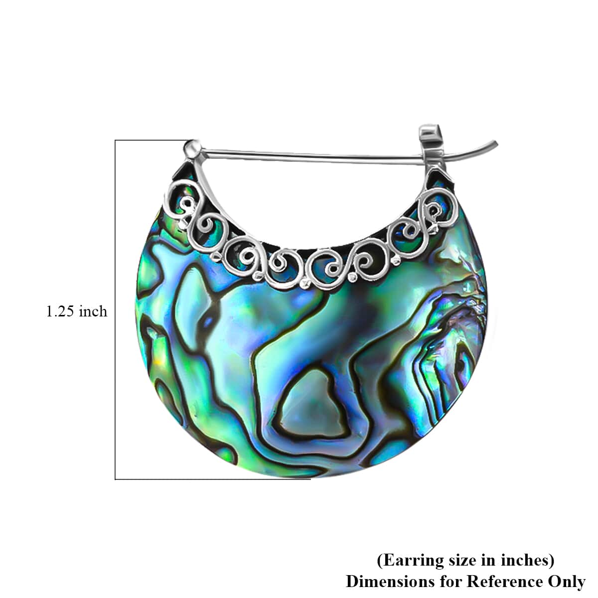 Abalone Shell Crescent Moon Earrings in Sterling Silver image number 3