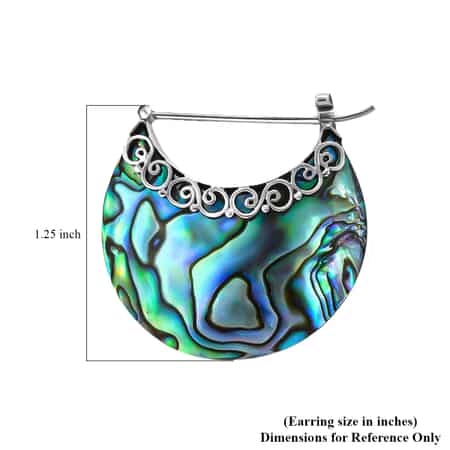 Abalone Shell Crescent Moon Earrings in Sterling Silver image number 3
