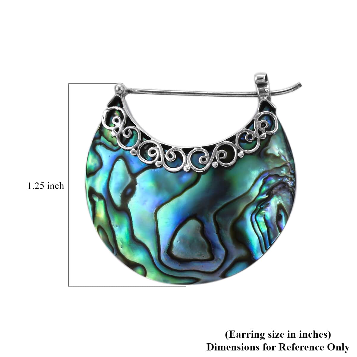 Abalone Shell Crescent Moon Earrings in Sterling Silver image number 4