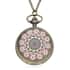 Strada Japanese Movement Red Flower Pattern Rotating Pocket Watch in Goldtone With Chain (31 Inches) image number 0