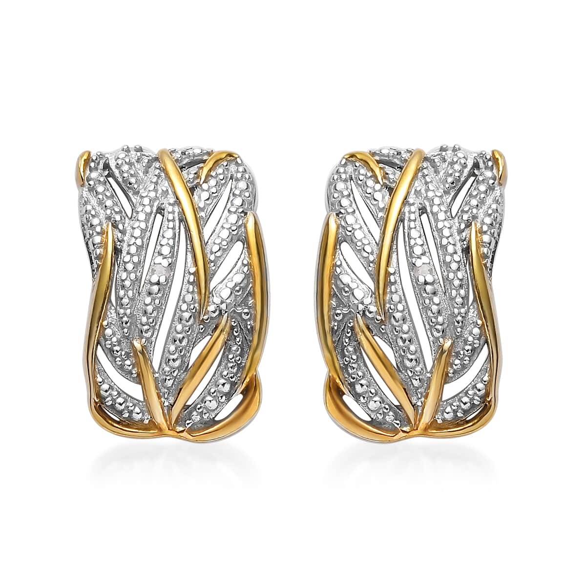 Diamond Accent Earrings in 14K Yellow Gold and Platinum Over Sterling Silver image number 0