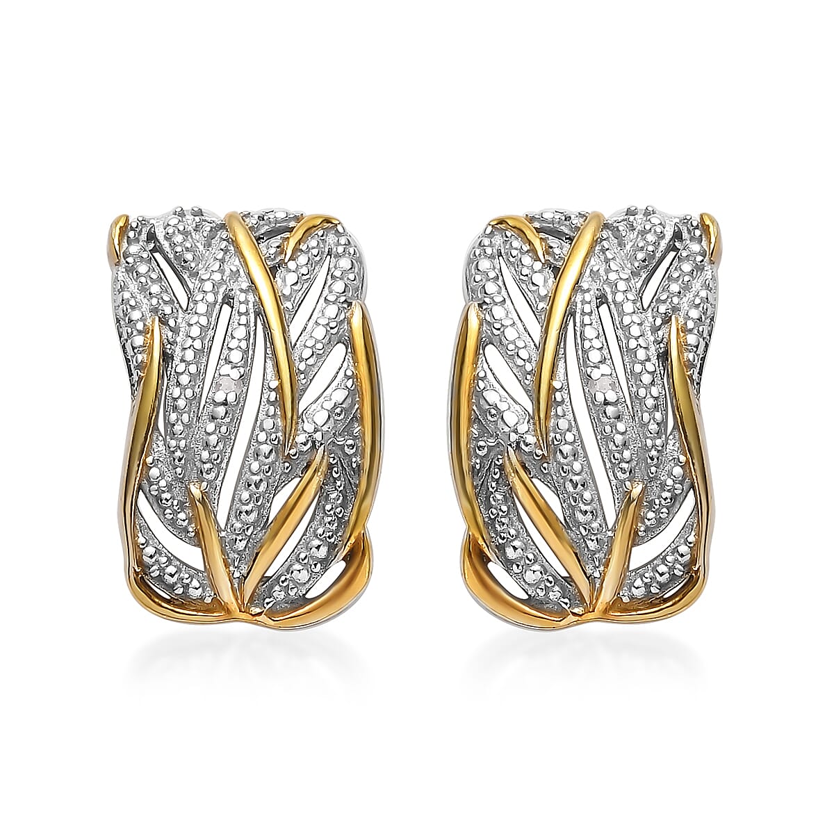 Diamond Accent Earrings in 14K Yellow Gold and Platinum Over Sterling Silver image number 0