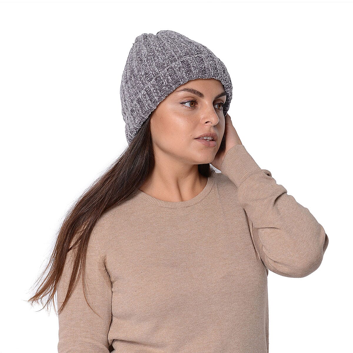 Set of 2 Black and Gray Beanies (13x9, Polyester & Acrylic) image number 2