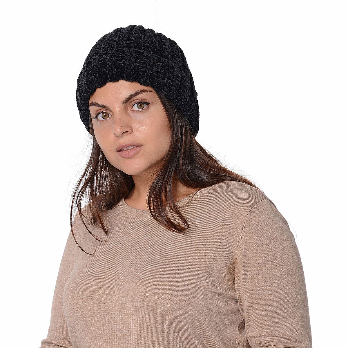 Set of 2 Black and Gray Beanies (13x9, Polyester & Acrylic) image number 3