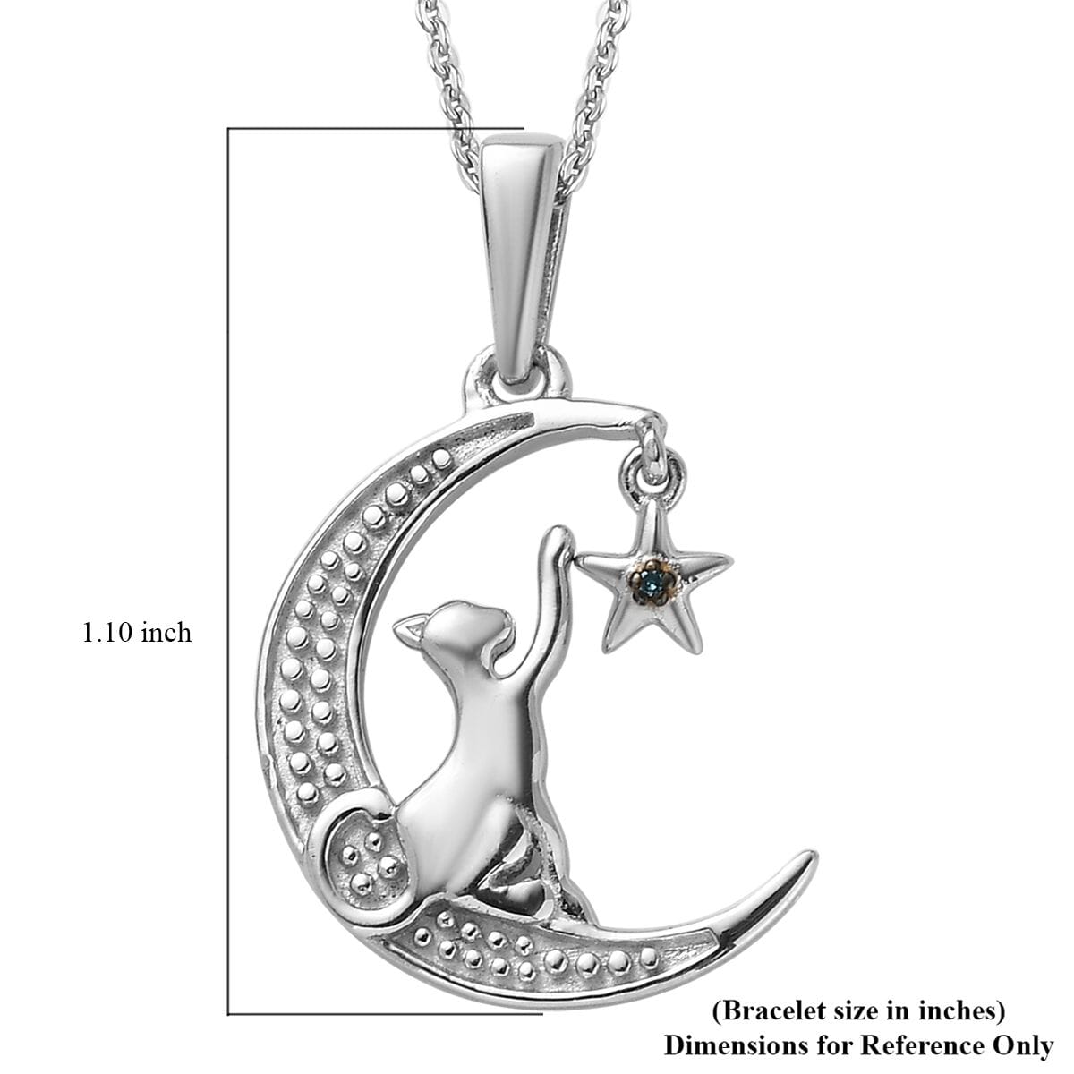 Buy blue diamond accent moon star pendant in platinum over sterling