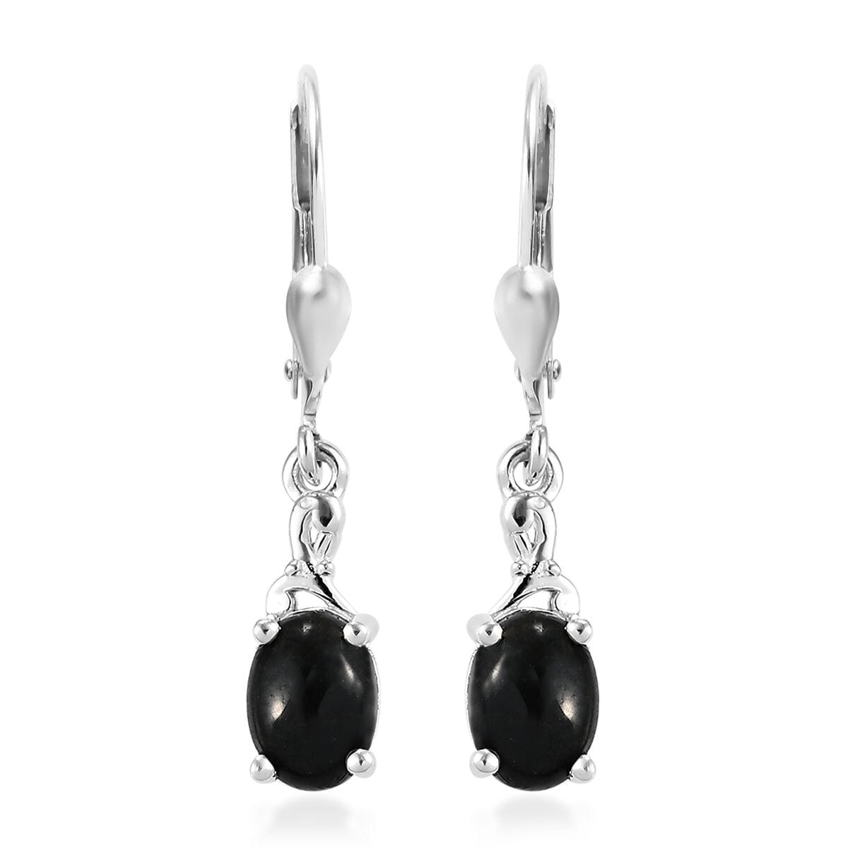 Australian Black Tourmaline Lever Back Earrings in Sterling Silver, Black Solitaire Earrings, Silver Jewelry Gifts For Women 2.00 ctw image number 0