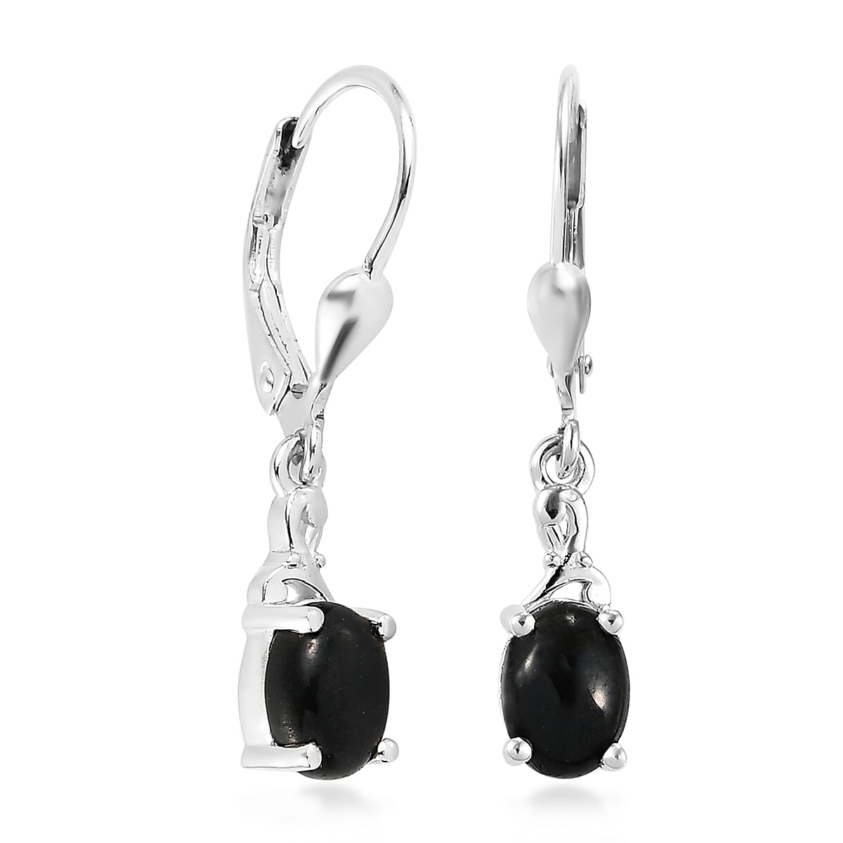 D'Joy Australian Black Tourmaline 2.00 ctw Lever Back Earrings in Sterling Silver