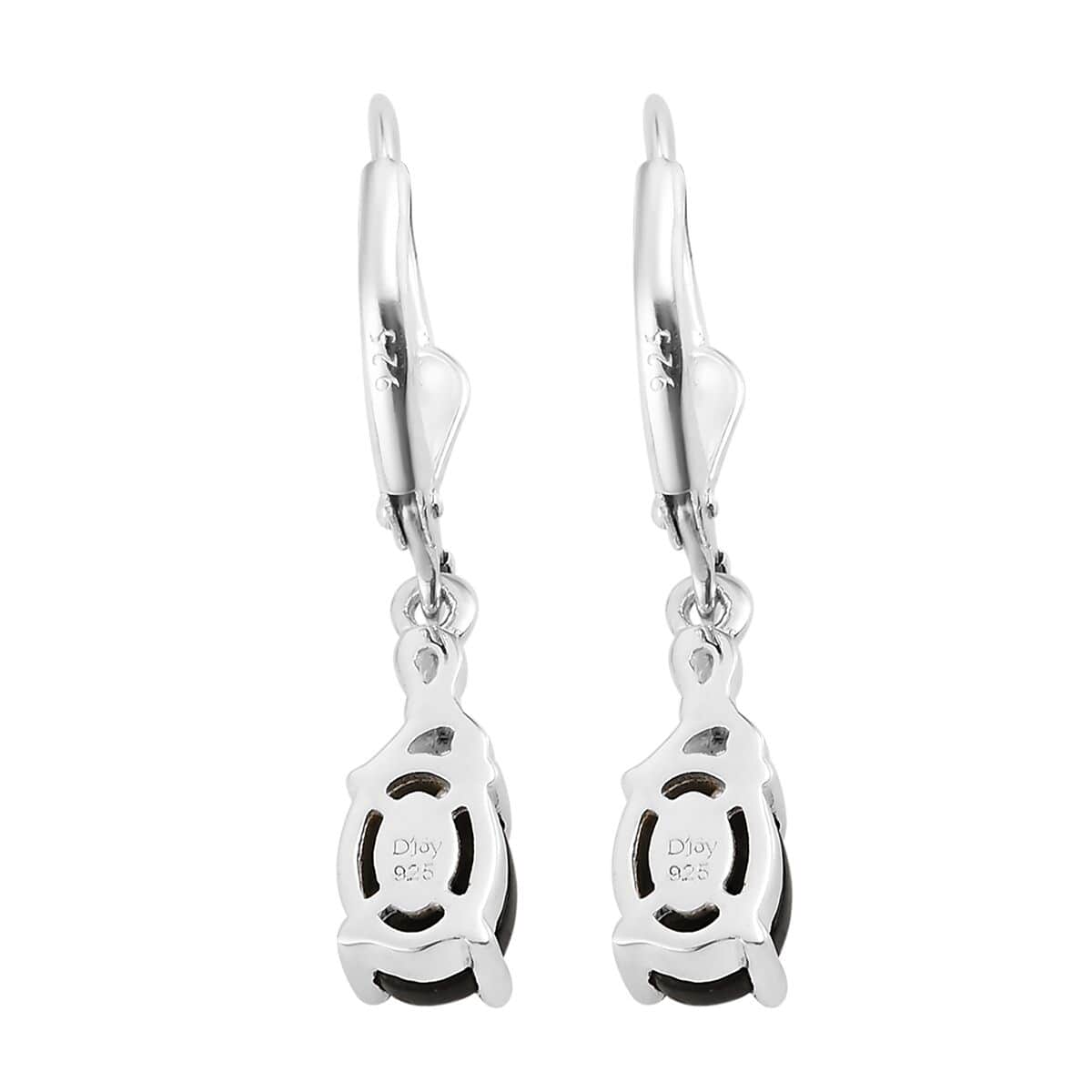 Australian Black Tourmaline Lever Back Earrings in Sterling Silver, Black Solitaire Earrings, Silver Jewelry Gifts For Women 2.00 ctw image number 5