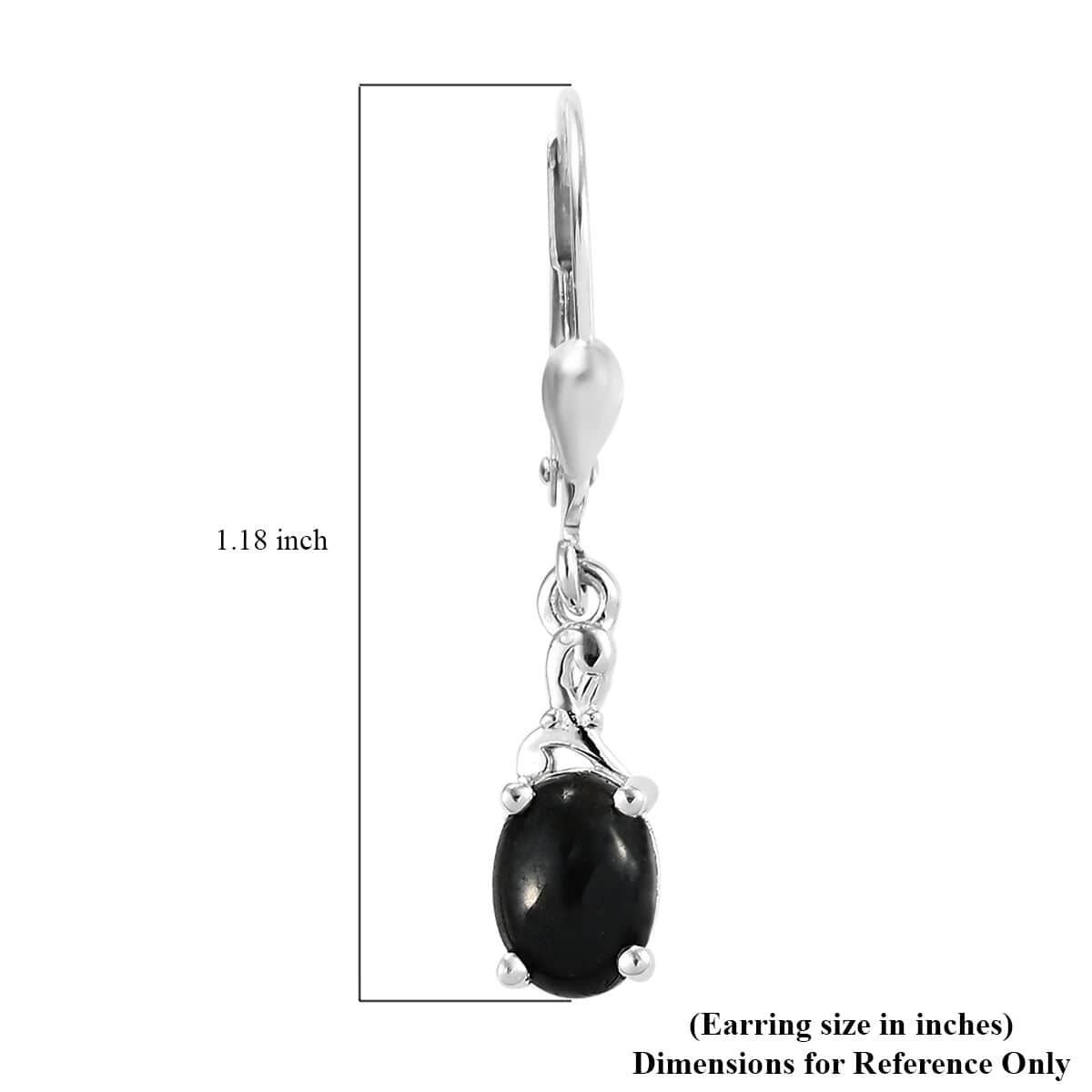 Australian Black Tourmaline Lever Back Earrings in Sterling Silver, Black Solitaire Earrings, Silver Jewelry Gifts For Women 2.00 ctw image number 6
