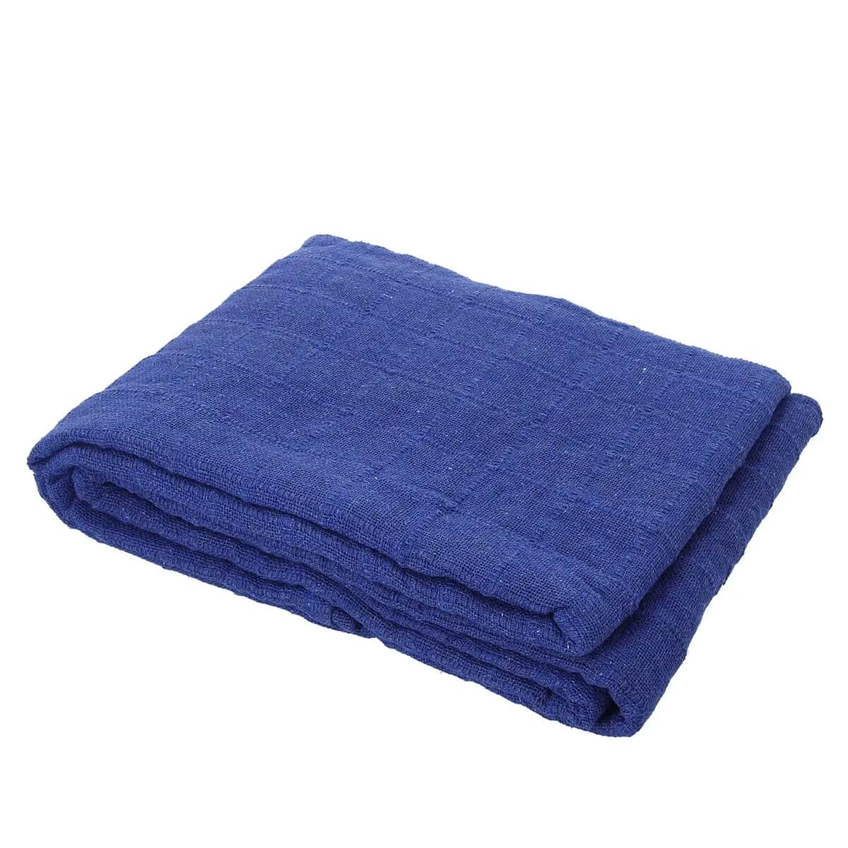Blue Square Button Pattern Throw Blanket (Cotton) image number 0
