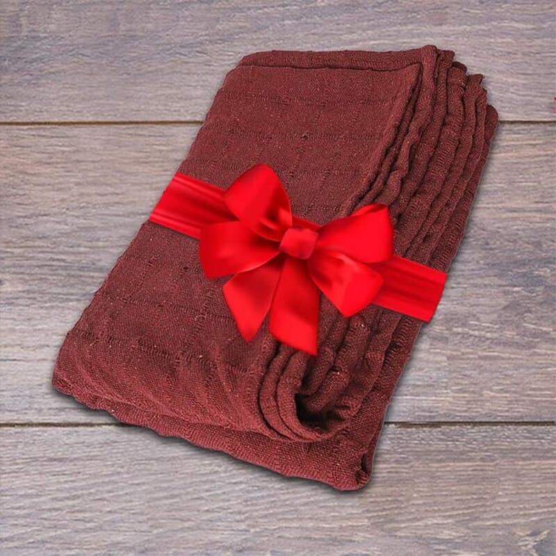 Red Wine Square Button Pattern Cotton Throw Blanket , Cotton Blanket , Soft Blanket , Bed Throws , Cozy Blanket