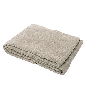 Beige Square Button Pattern Cotton Throw Blanket , Cotton Blanket , Soft Blanket , Bed Throws , Cozy Blanket