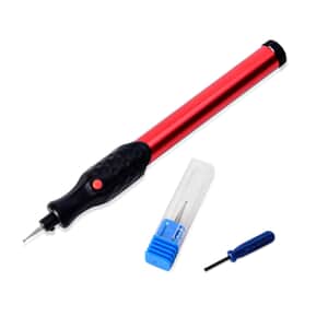 Cordless Engraving Pen in Stainless Steel -Red (2AAA Not Included)
