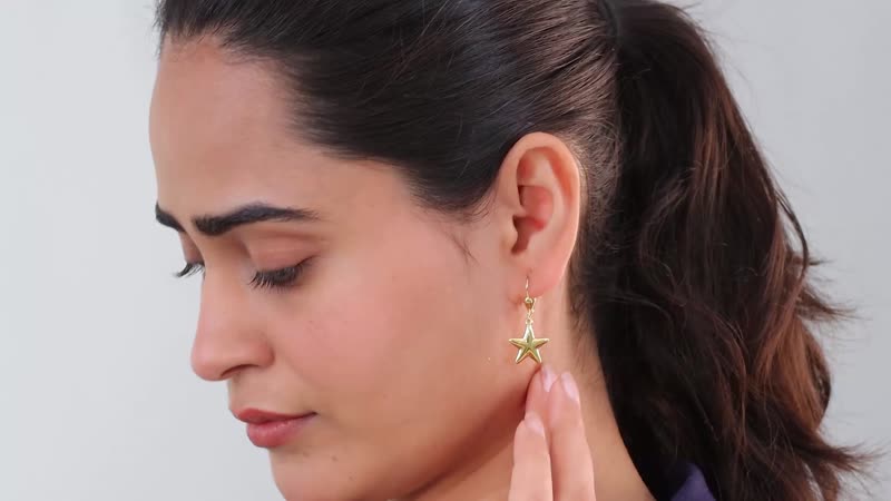 14K RG Over Sterling Silver Star Lever Back Earrings (4.90 g)