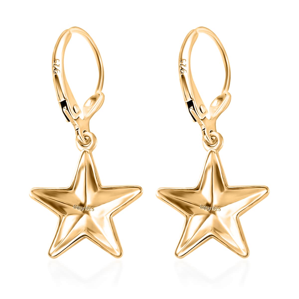 14K RG Over Sterling Silver Star Lever Back Earrings (4.90 g) image number 3